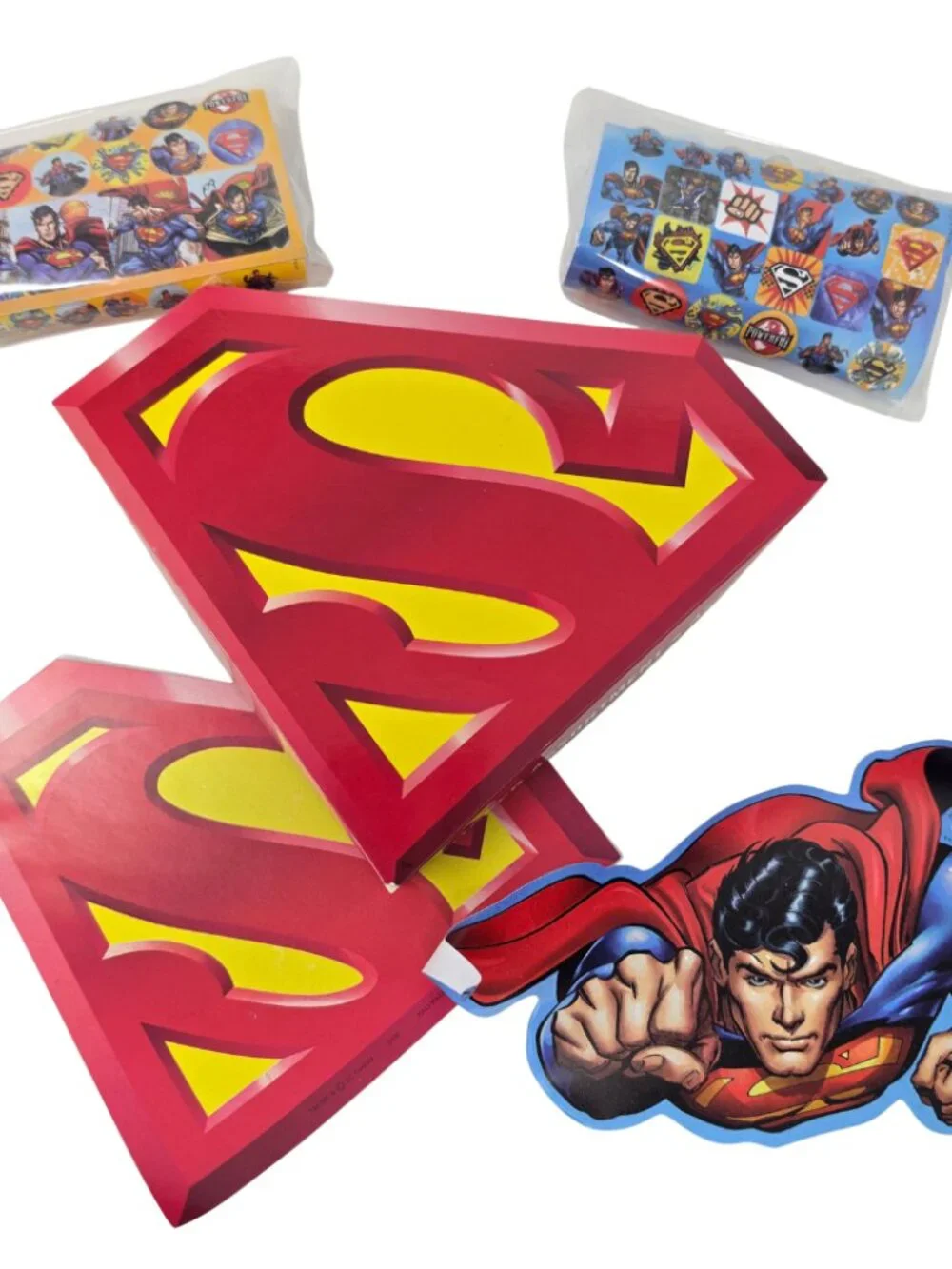 Unused 2013 Hallmark Superman Stickers Assortment in Shield Box Large & Small